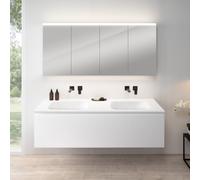 rivea Dia mobile La: 161 cm con 1 scomparto estraibile, lavabo doppio senza foro per rubinetteria bianco opaco, con armadietto a specchio n50,, BR0045WM+BR0080WM+BN0512MI, Dia [Mobili da Bagno > Set M