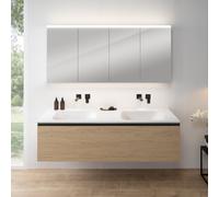 rivea Dia mobile La: 161 cm con 1 scomparto estraibile, lavabo doppio senza foro per rubinetteria bianco, con armadietto a specchio n50 per la Svizzera,, BR0045SO+BR0805WH+BN0524MI, Dia [Mobili da Bag