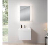 rivea Dia mobile La: 61 cm con 1 scomparto estraibile, lavabo con 1 foro per rubinetteria bianco, con armadietto a specchio n60 per la Svizzera,, BR0036WM+BR0048WH+BN0499MI, Dia [Mobili da Bagno > Set