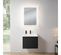 rivea Dia mobile La: 61 cm con 1 scomparto estraibile, lavabo con 1 foro per rubinetteria bianco opaco, con armadietto a specchio n60 per la Svizzera,, BR0036BM+BR0048WM+BN0499MI, Dia [Mobili da Bagno