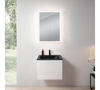rivea Dia mobile La: 61 cm con 1 scomparto estraibile, lavabo con 1 foro per rubinetteria nero opaco, con armadietto a specchio n60,, BR0036WH+BR0048BM+BN0491MI, Dia [Mobili da Bagno > Set Mobili da B