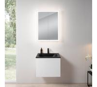rivea Dia mobile La: 61 cm con 1 scomparto estraibile, lavabo con 1 foro per rubinetteria nero opaco, con armadietto a specchio n60,, BR0036WM+BR0048BM+BN0491MI, Dia [Mobili da Bagno > Set Mobili da B
