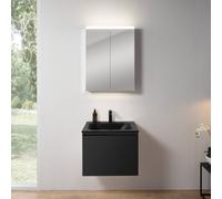 rivea Dia mobile La: 61 cm con 1 scomparto estraibile, lavabo con 1 foro per rubinetteria nero opaco, con armadietto a specchio n50,, BR0036BM+BR0048BM+BN0472MI, Dia [Mobili da Bagno > Set Mobili da B