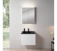 rivea Dia mobile La: 61 cm con 1 scomparto estraibile, lavabo con 1 foro per rubinetteria nero opaco, con armadietto a specchio n50 per la Svizzera,, BR0036WM+BR0048BM+BN0485MI, Dia [Mobili da Bagno >