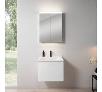 rivea Dia mobile La: 61 cm con 1 scomparto estraibile, lavabo con 1 foro rubinetteria bianco opaco, con armadietto a specchio n50 per la Svizzera,, BR0036WM+BR0048WM+BN0485MI, Dia [Mobili da Bagno > S