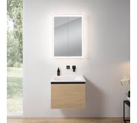 rivea Dia mobile La: 61 cm con 1 scomparto estraibile, lavabo senza fori rubinetteria bianco, con armadietto a specchio n60,, BR0036SO+BR0053WH+BN0491MI, Dia [Mobili da Bagno > Set Mobili da Bagno]