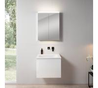 rivea Dia mobile La: 61 cm con 1 scomparto estraibile, lavabo senza fori rubinetteria bianco opaco, con armadietto a specchio n50 per la Svizzera,, BR0036WH+BR0053WM+BN0485MI, Dia [Mobili da Bagno > S
