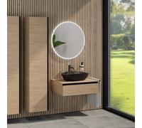 rivea Dia mobile La: 80 cm con 1 estraibile, lavabo La: 60 cm nero opaco, con specchio illuminato Kanya, BR0536BM+BR0027SO+BR0002SO+BR2027MI, Dia [Mobili da Bagno > Set Mobili da Bagno]
