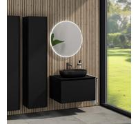 rivea Dia mobile La: 80 cm con 1 estraibile, lavabo La: 60 cm nero opaco, con specchio illuminato Kanya, BR0527BM+BR0037BM+BN0402BM+BR2027MI, Dia [Mobili da Bagno > Set Mobili da Bagno]