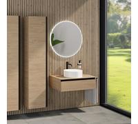 rivea Dia mobile La: 80 cm con 1 scomparto estraibile, lavabo Ø 38 cm bianco, con specchio illuminato Kanya, BR0535WH+BR0027SO+BR0002SO+BR2027MI, Dia [Mobili da Bagno > Set Mobili da Bagno]