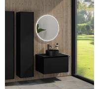 rivea Dia mobile La: 80 cm con 1 scomparto estraibile, lavabo Ø 38 cm nero opaco, con specchio illuminato Kanya, BR0535BM+BR0037BM+BN0402BM+BR2027MI, Dia [Mobili da Bagno > Set Mobili da Bagno]
