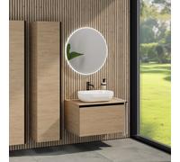 rivea Dia mobile La: 80 cm con 1 scomparto estraibile, lavabo La: 60 cm bianco, con specchio illuminato Kanya, BR0527WH+BR0037SO+BR0002SO+BR2027MI, Dia [Mobili da Bagno > Set Mobili da Bagno]