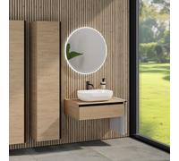 rivea Dia mobile La: 80 cm con 1 scomparto estraibile, lavabo La: 60 cm bianco, con specchio illuminato Kanya, BR0527WH+BR0027SO+BR0002SO+BR2027MI, Dia [Mobili da Bagno > Set Mobili da Bagno]