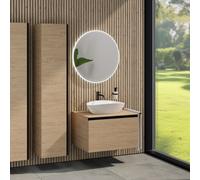rivea Dia mobile La: 80 cm con 1 scomparto estraibile, lavabo La: 60 cm bianco, con specchio illuminato Kanya, BR0536WH+BR0037SO+BR0002SO+BR2027MI, Dia [Mobili da Bagno > Set Mobili da Bagno]