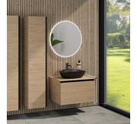 rivea Dia mobile La: 80 cm con 1 scomparto estraibile, lavabo La: 60 cm nero opaco, con specchio illuminato Kanya, BR0536BM+BR0037SO+BR0002SO+BR2027MI, Dia [Mobili da Bagno > Set Mobili da Bagno]