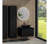 rivea Dia mobile La: 80 cm con 1 scomparto estraibile, lavabo La: 60 cm nero opaco, con specchio illuminato Kanya, BR0536BM+BR0037BM+BN0402BM+BR2027MI, Dia [Mobili da Bagno > Set Mobili da Bagno]