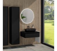 rivea Dia mobile La: 80 cm con 1 scomparto estraibile, lavabo La: 60 cm nero opaco, con specchio illuminato Kanya, BR0527BM+BR0027BM+BN0402BM+BR2027MI, Dia [Mobili da Bagno > Set Mobili da Bagno]
