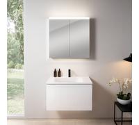 rivea Dia mobile La: 81 cm con 1 scomparto estraibile, lavabo con 1 foro per rubinetteria bianco opaco, con armadietto a specchio n50,, BR0037WH+BR0049WM+BN0473MI, Dia [Mobili da Bagno > Set Mobili da