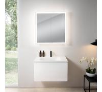 rivea Dia mobile La: 81 cm con 1 scomparto estraibile, lavabo con 1 foro per rubinetteria bianco opaco, con armadietto a specchio n60 per la Svizzera,, BR0037WH+BR0049WM+BN0500MI, Dia [Mobili da Bagno