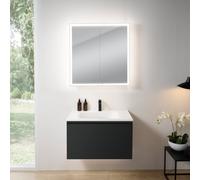 rivea Dia mobile La: 81 cm con 1 scomparto estraibile, lavabo con 1 foro rubinetteria bianco opaco, con armadietto a specchio n60,, BR0037BM+BR0049WM+BN0492MI, Dia [Mobili da Bagno > Set Mobili da Bag