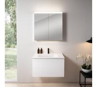 rivea Dia mobile La: 81 cm con 1 scomparto estraibile, lavabo con 1 foro rubinetteria bianco opaco, con armadietto a specchio n50,, BR0037WM+BR0049WM+BN0473MI, Dia [Mobili da Bagno > Set Mobili da Bag