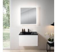 rivea Dia mobile La: 81 cm con 1 scomparto estraibile, lavabo con 1 foro rubinetteria nero opaco, con armadietto a specchio n60,, BR0037WH+BR0049BM+BN0492MI, Dia [Mobili da Bagno > Set Mobili da Bagno