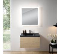 rivea Dia mobile La: 81 cm con 1 scomparto estraibile, lavabo con 1 foro rubinetteria nero opaco, con armadietto a specchio n60 per la Svizzera,, BR0037SO+BR0049BM+BN0500MI, Dia [Mobili da Bagno > Set