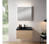 rivea Dia mobile La: 81 cm con 1 scomparto estraibile, lavabo con 1 foro rubinetteria nero opaco, con armadietto a specchio n50,, BR0037SO+BR0049BM+BN0473MI, Dia [Mobili da Bagno > Set Mobili da Bagno