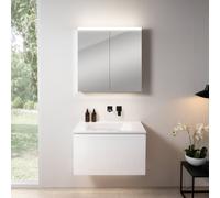 rivea Dia mobile La: 81 cm con 1 scomparto estraibile, lavabo senza fori rubinetteria bianco, con armadietto a specchio n50,, BR0037WH+BR0054WH+BN0473MI, Dia [Mobili da Bagno > Set Mobili da Bagno]