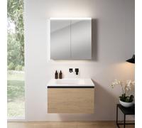 rivea Dia mobile La: 81 cm con 1 scomparto estraibile, lavabo senza fori rubinetteria bianco opaco, con armadietto a specchio n50,, BR0037SO+BR0054WM+BN0473MI, Dia [Mobili da Bagno > Set Mobili da Bag