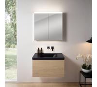 rivea Dia mobile La: 81 cm con 1 scomparto estraibile, lavabo senza fori rubinetteria nero opaco, con armadietto a specchio n50 per la Svizzera,, BR0037SO+BR0054BM+BN0486MI, Dia [Mobili da Bagno > Set