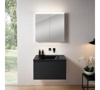 rivea Dia mobile La: 81 cm con 1 scomparto estraibile, lavabo senza fori rubinetteria nero opaco, con armadietto a specchio n50,, BR0037BM+BR0054BM+BN0473MI, Dia [Mobili da Bagno > Set Mobili da Bagno