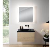 rivea Dia mobile La: 81 cm con 1 scomparto estraibile, lavabo senza fori rubinetteria nero opaco, con armadietto a specchio n60,, BR0037SO+BR0054BM+BN0492MI, Dia [Mobili da Bagno > Set Mobili da Bagno