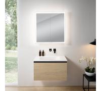 rivea Dia mobile La: 81 cm con 1 scomparto estraibile, lavabo senza foro per rubinetteria bianco opaco, con armadietto a specchio n60,, BR0037SO+BR0054WM+BN0492MI, Dia [Mobili da Bagno > Set Mobili da