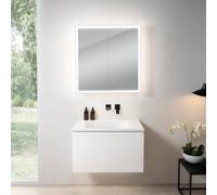rivea Dia mobile La: 81 cm con 1 scomparto estraibile, lavabo senza foro per rubinetteria bianco opaco, con armadietto a specchio n60 per la Svizzera,, BR0037WH+BR0054WM+BN0500MI, Dia [Mobili da Bagno