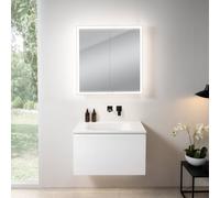 rivea Dia mobile La: 81 cm con 1 scomparto estraibile, lavabo senza foro per rubinetteria bianco opaco, con armadietto a specchio n60,, BR0037WM+BR0054WM+BN0492MI, Dia [Mobili da Bagno > Set Mobili da