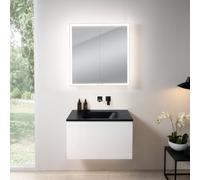 rivea Dia mobile La: 81 cm con 1 scomparto estraibile, lavabo senza foro per rubinetteria nero opaco, con armadietto a specchio n60,, BR0037WH+BR0054BM+BN0492MI, Dia [Mobili da Bagno > Set Mobili da B