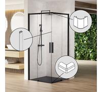 rivea Dia set di prolunghe per porta scorrevole in 2 parti, BR0631BM, Dia nero opaco [Box Doccia > Ricambi per Cabine Doccia]
