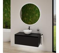 rivea Dia soleado mobile La: 100 cm con 1 scomparto estraibile, lavabo Ø 38 bianco opaco, con specchio illuminato Kanya,, BR0531WM+BR0107BM+BR2028MI, Dia soleado [Mobili da Bagno > Set Mobili da Bagno