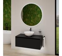 rivea Dia soleado mobile La: 100 cm con 1 scomparto estraibile, lavabo Ø 42 bianco opaco, con specchio illuminato Kanya,, BR0532WM+BR0107BM+BR2028MI, Dia soleado [Mobili da Bagno > Set Mobili da Bagno