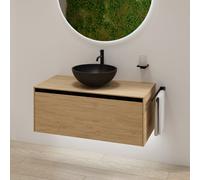 rivea Dia soleado mobile La: 100 cm con 1 scomparto estraibile, lavabo Ø 42 nero opaco,, BR0532BM+BR0107SO, Dia soleado [Mobili da Bagno > Mobili con Lavabo Integrato]