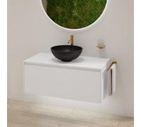rivea Dia soleado mobile La: 100 cm con 1 scomparto estraibile, lavabo Ø 42 nero opaco,, BR0532BM+BR0107WM, Dia soleado [Mobili da Bagno > Mobili con Lavabo Integrato]