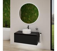 rivea Dia soleado mobile La: 100 cm con 1 scomparto estraibile, lavabo bianco, con specchio illuminato Kanya,, BR0535WH+BR0107BM+BR2028MI, Dia soleado [Mobili da Bagno > Set Mobili da Bagno]