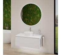 rivea Dia soleado mobile La: 100 cm con 1 scomparto estraibile, lavabo bianco, con specchio illuminato Kanya,, BR0535WH+BR0107WM+BR2028MI, Dia soleado [Mobili da Bagno > Set Mobili da Bagno]