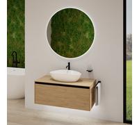 rivea Dia soleado mobile La: 100 cm con 1 scomparto estraibile, lavabo bianco, con specchio illuminato Kanya,, BR0536WH+BR0107SO+BR2028MI, Dia soleado [Mobili da Bagno > Set Mobili da Bagno]