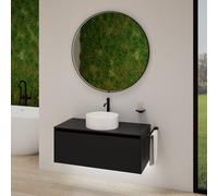 rivea Dia soleado mobile La: 100 cm con 1 scomparto estraibile, lavabo bianco opaco, con specchio illuminato Maila, BR0535WM+BR0107BM+BR2018MI, Dia soleado [Mobili da Bagno > Set Mobili da Bagno]