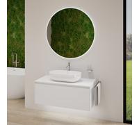 rivea Dia soleado mobile La: 100 cm con 1 scomparto estraibile, lavabo La: 60 cm bianco, con specchio illuminato Kanya,, BR0527WH+BR0107WM+BR2028MI, Dia soleado [Mobili da Bagno > Set Mobili da Bagno]