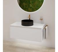 rivea Dia soleado mobile La: 100 cm con 1 scomparto estraibile, lavabo nero opaco,, BR0535BM+BR0107WM, Dia soleado [Mobili da Bagno > Mobili con Lavabo Integrato]