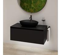 rivea Dia soleado mobile La: 100 cm con 1 scomparto estraibile, lavabo nero opaco,, BR0536BM+BR0107BM, Dia soleado [Mobili da Bagno > Mobili con Lavabo Integrato]