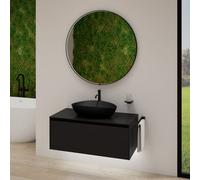 rivea Dia soleado mobile La: 100 cm con 1 scomparto estraibile, lavabo nero opaco, con specchio illuminato Maila, BR0536BM+BR0107BM+BR2018MI, Dia soleado [Mobili da Bagno > Set Mobili da Bagno]